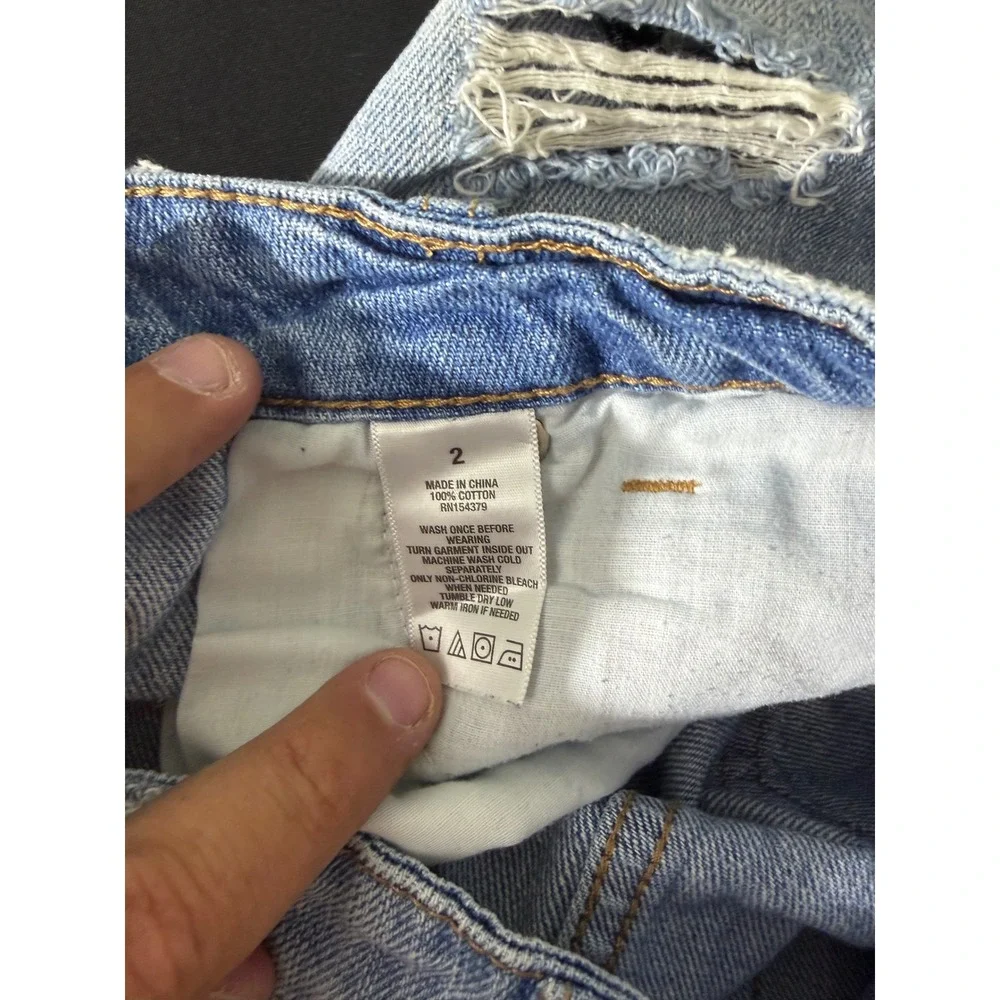 Aeropostale Denim Mini Skirt 2 Light Blue Excellent Distressed Raw Hem Cotton